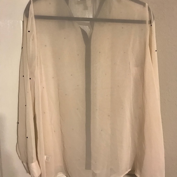 Sheer off white button down blouse - Picture 3 of 3